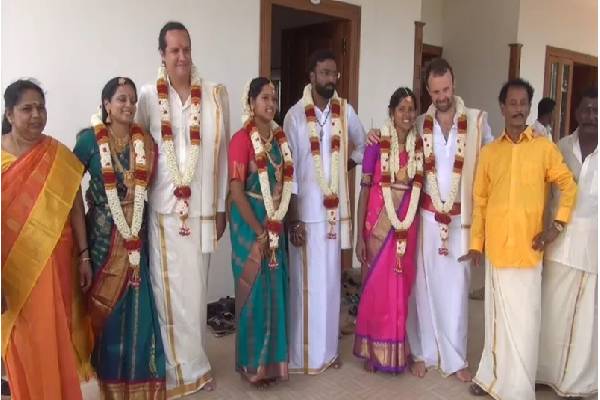 ஒரே வீட்டில் மூன்று தமிழ் பெண்களை திருமணம் செய்த பிரான்ஸ் நாட்டு மணமக்கள் | Foreign Grooms Amazing Wedding Tamil Culture