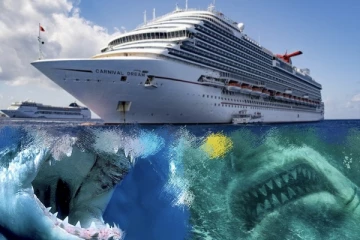 මහා නැවක් මීටර් 2 ක් ඉහළට එසවූ අත්භූත සත්වයෙක් මතුවෙයි..