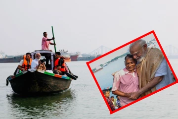 படகோட்டியை கட்டி அணைத்த நரேந்திர மோடி; வைரலாகும் பதிவு