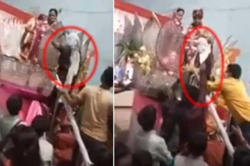 மணமேடையில் மணமகனை செருப்பால் அடித்த தாய்: பரபரப்பு காட்சி