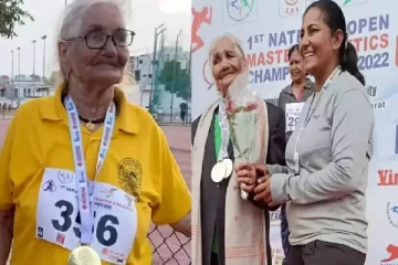 105 வயதில் ஓட்டபந்தயத்தில் கலந்து கொண்டு பதக்கம் வென்ற மூதாட்டி..!