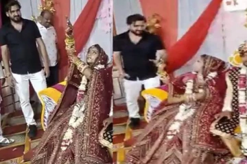 மணமேடையில் விளையாட்டாக துப்பாக்கியால் சுட்ட மணப்பெண்! வீடியோ வைரலானதால் தலைமறைவு