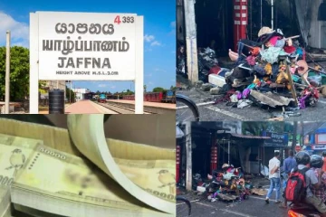 யாழ் நகரில் எரிக்கப்பட்ட கடைகள் : பின்னணியில் புலம்பெயர்ந்த பெண்