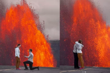 எரிமலை வெடிப்புக்கு முன்னாள் காதலை வெளிப்படுத்திய காதலன்: இணையத்தில் வைரலாகும் புகைப்படம்!