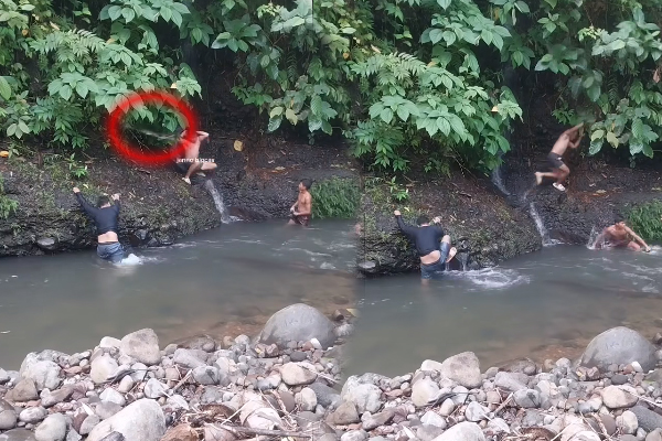 Viral Video: அனகோண்டா பாம்பின் திடீர் தாக்குதல்! மயிரிழையில் உயிர் தப்பிய இளைஞர் | Man Bathing Falls Anaconda Attack Shocking Video