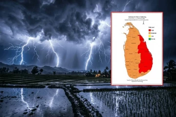 දිස්ත්‍රික්ක රැසකට හදිසි අකුණු අනතුරු ඇඟවීමක් - කාලගුණෙන් ඇම්බර් වර්ණ රතු එළියක්