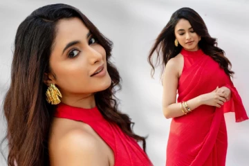 சிகப்பு நிற புடவையில் அழகாக போஸ் கொடுக்கும் பிரியங்கா மோகன்.. போட்டோஷூட் க்ளிக்ஸ்