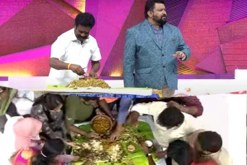 நீயா நானாவில் அரங்கேறிய கறி விருந்து படையல்... ஒரே இலையில் சாப்பிட்ட கூட்டத்தை பாருங்க