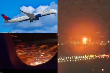 புறப்பட்ட சில கணங்களில் தீப்பிடித்த விமானம்: பீதியில் அலறிய பயணிகள்..திகில் காட்சிகள்