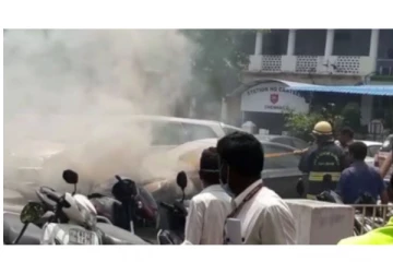 சென்னை தலைமை செயலகத்தில் திடீரென தீப்பிடித்து கொளுந்துவிட்டு எரிந்த காரால் பரபரப்பு! போலீஸ் விசாரணை!