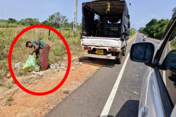 வவுனியா வீதியில் குப்பை கொட்டியவருக்கு பாடம் கற்பித்த இளைஞர்கள்!