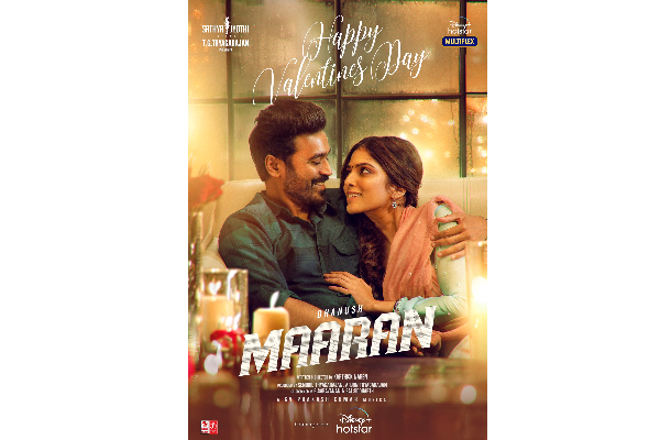 காதலர் தினத்துக்கு தனுஷ் ரசிகர்களுக்கு சர்ப்ரைஸ்! செம ரொமான்டிக் போட்டோ | Dhanush Maaran Valentines Day Poster