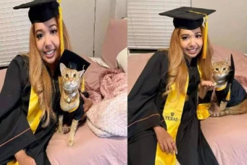 உரிமையாளருடன் சேர்ந்து பட்டம் பெற்ற பூனை - பலரையும் ஆச்சரிப்பட வைத்த வைரல் புகைப்படம்!