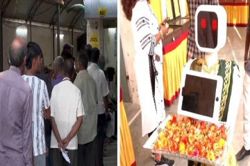 நான் உங்கள் தேர்தல் உதவி ரோபோட் : புதுச்சேரியில் வாக்காளர்களை வரவேற்ற ரோபோட் நிலா!