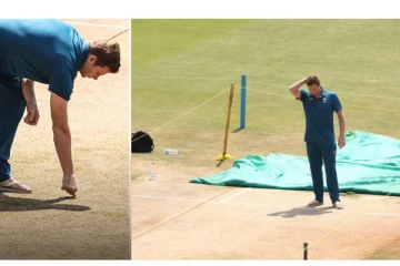 சுற்றி சுற்றி Pitch-ஐ ஆய்வு செய்த ஸ்டீவ் ஸ்மித்... - வைரல் புகைப்படம்...!