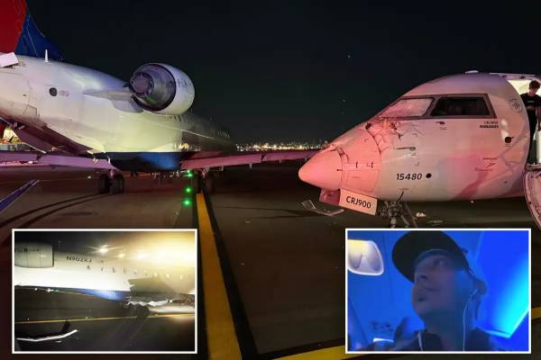 அமெரிக்காவில் ஓடுபாதையில் மோதிக்கொண்ட இரு விமானங்கள்! | Delta Planes Crash On Nyc Runway