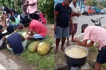 තෙල් පෝලිම්වල පිරිස් මහ පාරේ මිනිසුන් සිදුකළ දේවල්.. (VIDEO)