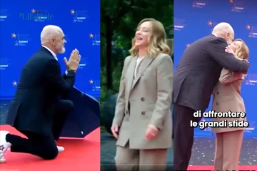 மெலோனியை மண்டியிட்டு வரவேற்ற அல்பேனிய பிரதமர்., பிறந்தநாளை சிறப்பாக்கிய நெகிழ்ச்சியான தருணம்