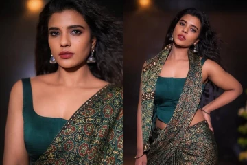 நாளுக்கு நாள் கூடும் கிளாமர்!! நடிகை ஐஸ்வர்யா ராஜேஷின் சேலை கிளிக்ஸ்..