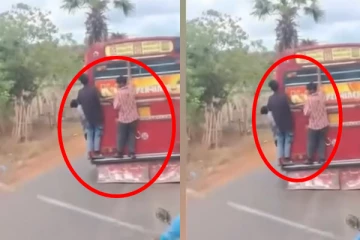 கிளிநொச்சி அரச பேருந்தில் ஆபத்தான நிலையில் இளைஞர்கள் பயணம்!