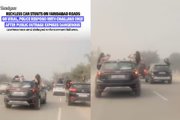 காரில் காதல் ஜோடிகள் செய்த ஷாக் செயல் - சர்ச்சைக்குள்ளான ரீல்ஸ் | Reels Stunt On Haryana Faridabad Video Viral