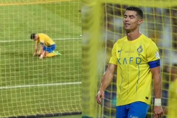 விரக்தியில் மண்டியிட்டு அமர்ந்த ரொனால்டோ! மெஸ்ஸி..மெஸ்ஸி என கூச்சலிட்டு வெறுப்பேற்றிய ரசிகர்கள் (வீடியோ)