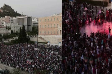 கிரீஸ் தலைநகரில் தடுப்பூசி எதிர்ப்பாளர்கள் மற்றும் பொலிஸாருக்கு இடையே மோதல்