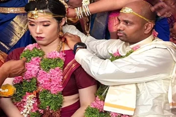 தென் கொரிய பெண்ணை கரம் பிடித்த தமிழக இளைஞர்: புகைப்படம்!