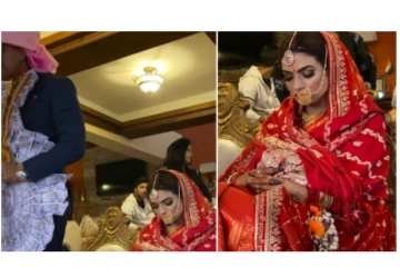 திருமண வரவேற்பு நிகழ்ச்சியில் தூங்கி தூங்கி விழுந்த மணப்பெண் - வைரலாகும் வீடியோ