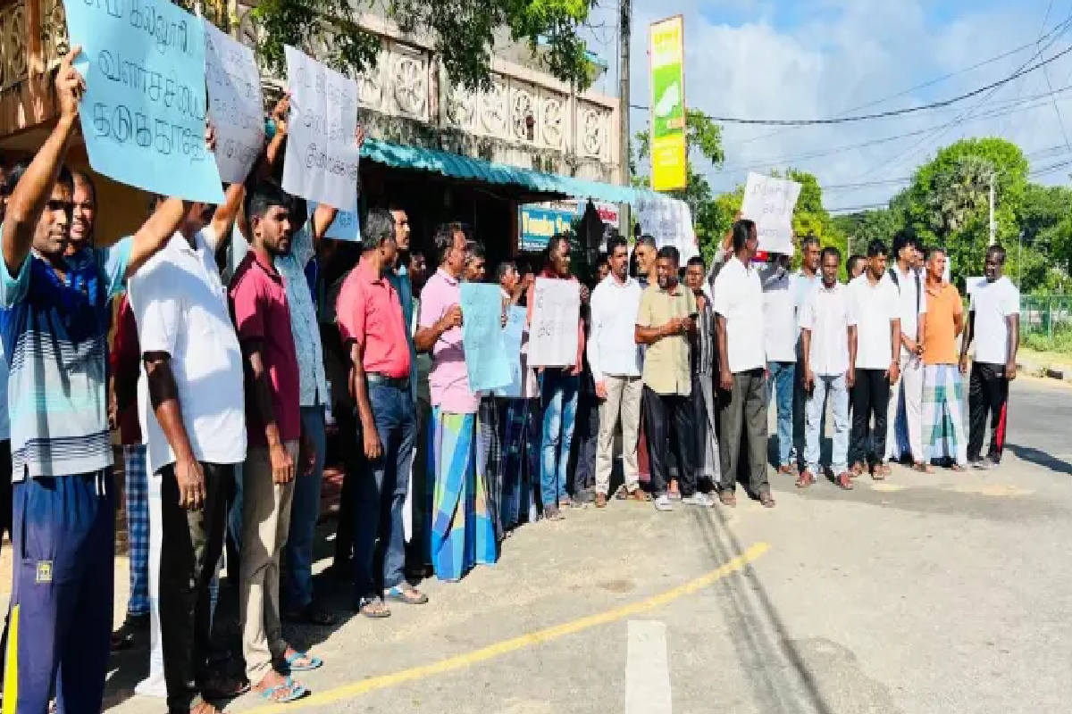 கல்லூரி ஆசிரியரை உடனடியாக இடமாற்றம் செய்யக் கோரி ஆர்ப்பாட்டம் | Mannar Nanattan De La Salle College Protest கல்லூரி ஆசிரியரை உடனடியாக இடமாற்றம் செய்யக் கோரி ஆர்ப்பாட்டம் | Mannar Nanattan De La Salle College Protest