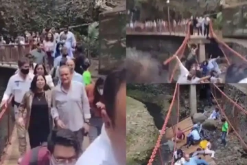 மகிழ்ச்சியாக பாலத்தில் நடந்துவந்த மக்கள்! நொடிப்பொழுதில் அரங்கேறிய அசம்பாவிதம்