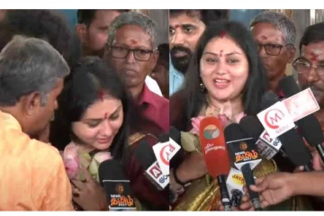 பாஜக தான் ஆட்சி அமைக்க வேண்டும் - 1008 தாமரை பூ வைத்து நடிகை நமீதா சிறப்பு பூஜை!