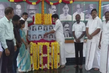 இன்று மொழிப்போர் தியாகிகள் தினம்; தியாகிகளின் புகைப்படங்களுக்கு முதலமைச்சர் மலர் துாவி மரியாதை