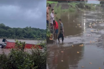 Maggi நூடுல்ஸ் ஏற்றிச் சென்ற லொறி ஆற்றில் கவிழ்ந்து விபத்து: சாரதி பலி