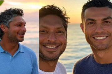 අපේ රටේ ක්‍රිකට් ලෙජන්ඩ්ට හමුවුණු ෆුට් බෝල් ලෙඩන්ඩ්. (PHOTOS)