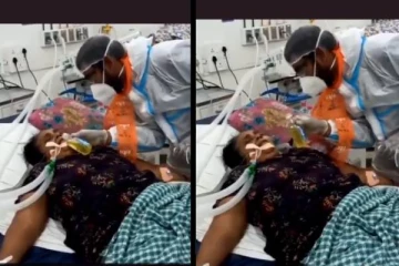 வென்டிலேட்டரில் இருக்கும் பெண் கொரோனா நோயாளியை பசுவின் சிறுநீரை குடிக்க வைத்தாரா பாஜக தலைவர்? சிக்கிய வீடியோ