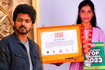விஜய்யை வைத்து கின்னஸ் சாதனை படைத்த பெண்! இணையத்தை கலக்கும் புகைப்படங்கள்