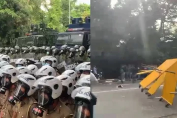පාර්ලිමේන්තු මාර්ගය වසා දැමීමත් සමග පොලිස් මාර්ග බාධක බිඳ දමමින් විරෝධතාකරුවන් ඉදිරියට..! කැරලි මර්ධන ඒකකය සීරුවෙන්..නවතම දර්ශන..(LIVE VIDEO)