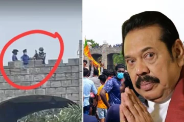 மகிந்த மறைந்திருக்கும் கடற்படை முகாம் மதில் மீது கனரக இயந்திர துப்பாக்கி பொருத்தம்!