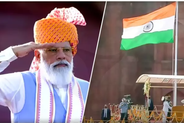 டெல்லி செங்கோட்டையில் தேசியக்கொடியை ஏற்றி வைத்தார் பிரதமர் மோடி | 75Th Independence Day Narendra Modi டெல்லி செங்கோட்டையில் தேசியக்கொடியை ஏற்றி வைத்தார் பிரதமர் மோடி | 75Th Independence Day Narendra Modi