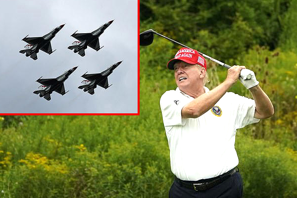 Trump golf club airspace breach, Fighter jets intercept plane, NORAD flares Trump airspace, Trump Bedminster no-fly zone, Unauthorized aircraft near Trump, FAA restricted airspace violation, Plane enters Trump no-fly zone, US air defense scrambles jets, NORAD alert near Trump, Trump national golf club security