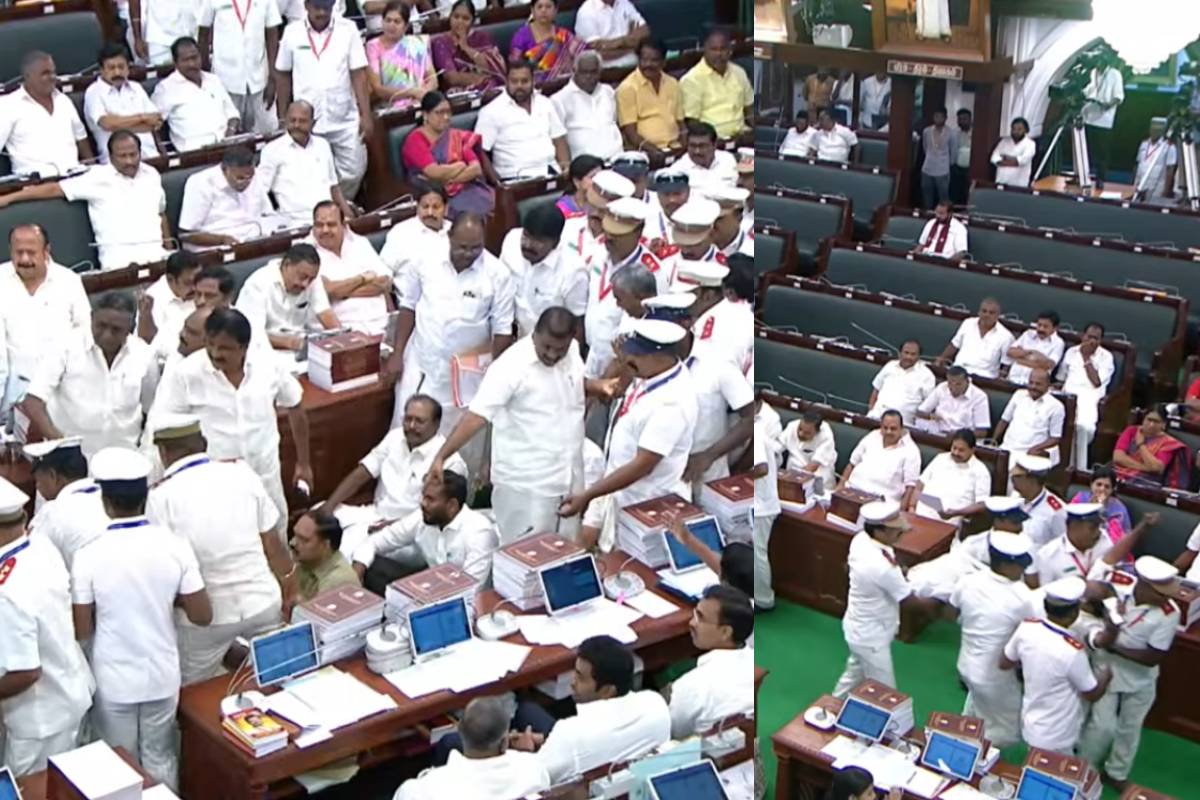 சட்டமன்றத்திலிருந்து திமுக எம்.எல்.ஏ.க்கள் குண்டுக்கட்டாக வெளியேற்றம் | Dmk Mla S Forcibly Evicted From The Tn Assembly