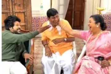 வடிவேலுவின் கன்னத்தை கிள்ளி விளையாடும் ராதிகா! சந்திரமுகி 2 ஷுட்டிங்கில் நடக்கும் கூத்து - வைரலாகும் வீடியோ