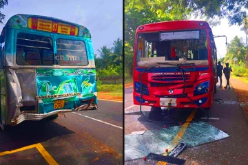 தனியார் பேருந்தை மோதிய அரச பேருந்து : கிளிநொச்சியில் விபத்து