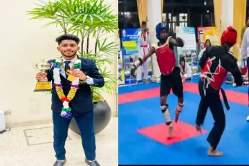 ஆசிய வூசு போட்டியில் தங்கப்பதக்கம் வென்று தமிழ் இளைஞன் சாதனை (PHOTOS)