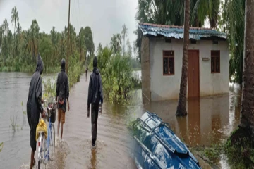 முல்லைத்தீவு உப்புமாவெளி துண்டாய் வடக்கு கிராமங்களில் வெள்ளம்: அவதியுறும் மக்கள்(Photos)