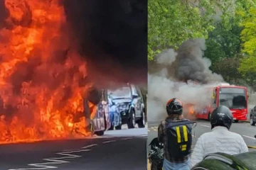 பரபரப்பான சாலையில் நெருப்பு கோளமான லண்டன் பேருந்து: பதறவைக்கும் காட்சிகள்