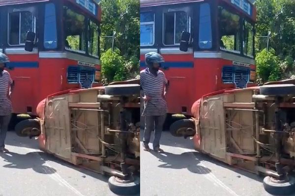பேருந்து - முச்சக்கர வண்டி மோதி விபத்து; இருவர் படுகாயம் | Bus And Three Wheeler Collide Two Severely Injured