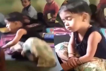 அச்சச்சோ இப்படி அசிங்கமாகிடுச்சே.... தூங்கி விழுந்த குழந்தையின் கடைசி ரியாக்ஷன்