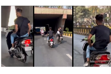 4 வயது குழந்தையை பைக்கில் அமர வைத்து கைப்பிடிக்காமல் வண்டி ஓட்டிய நபர் - அதிர்ச்சி வீடியோ...!